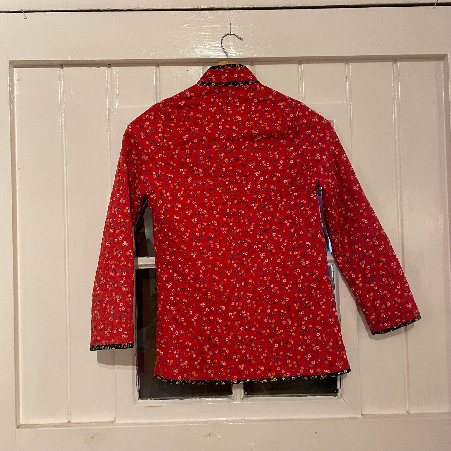 1970s Red Padded Floral Cotton Jacket
