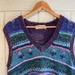 1980s Purple Wool Knitted Tank Top Jumper
