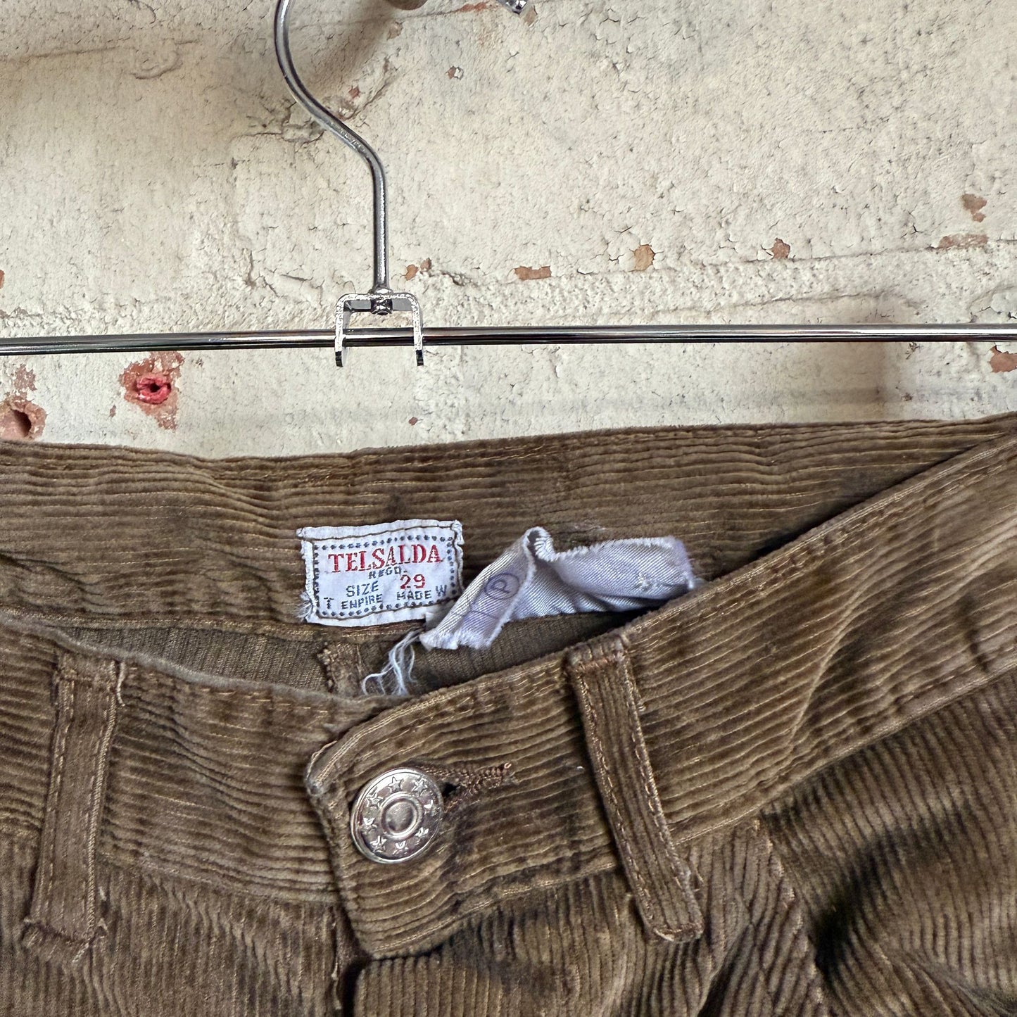 1970s Beige Cord Brown Trousers