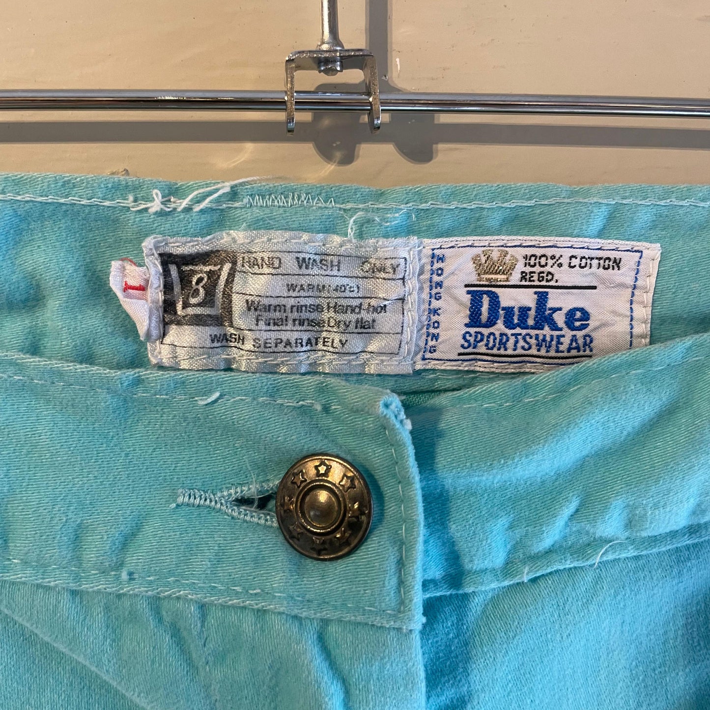 1970s Turquoise Embroidered Flared Trousers