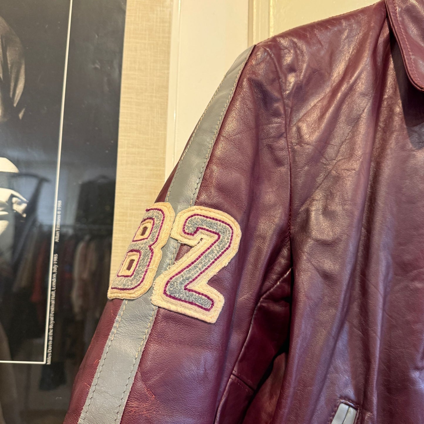 1970s Maroon Leather College Jacket