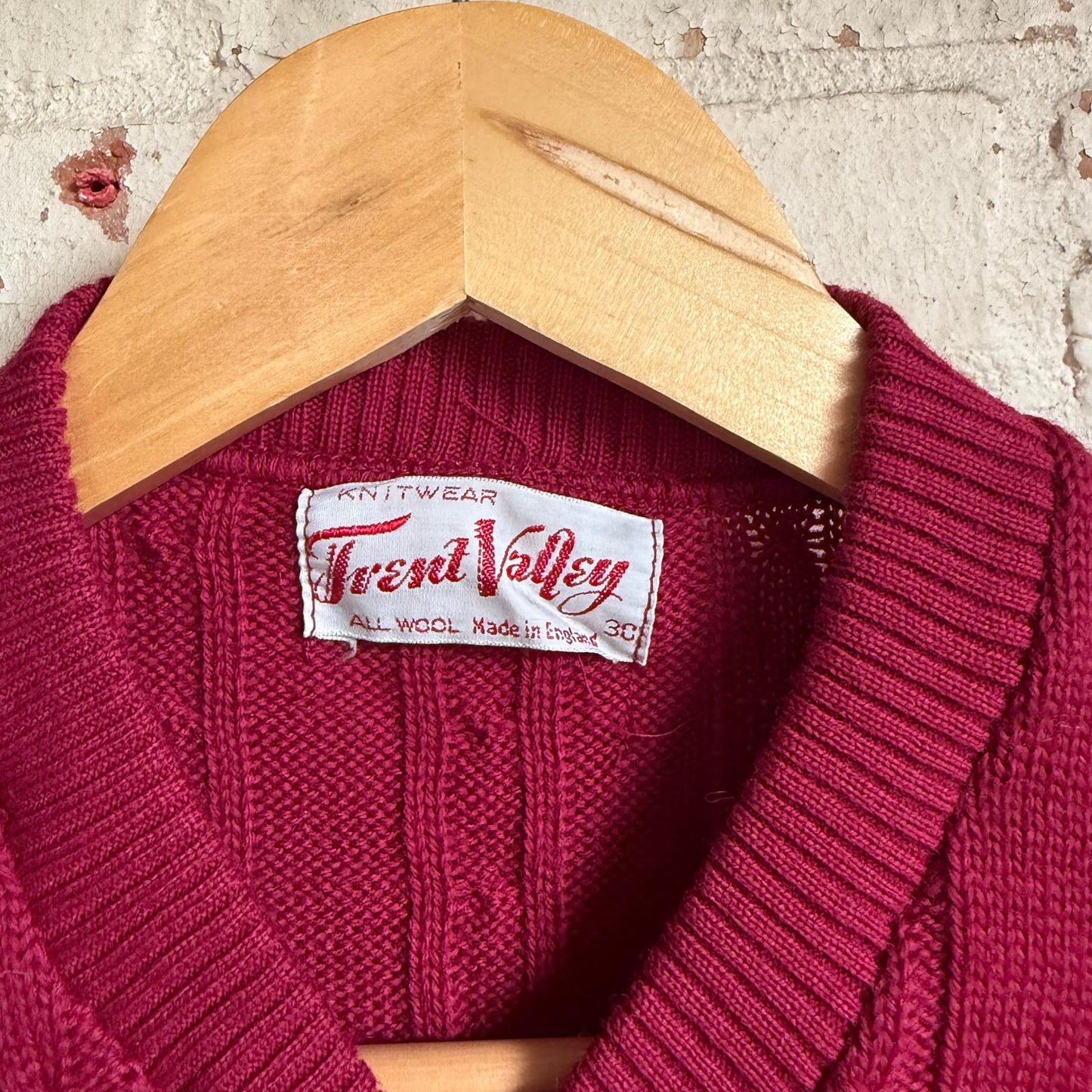 1940s Burgundy Red Knitted Wool Jumper