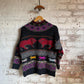1980s Black Patterned Knitted Jumper