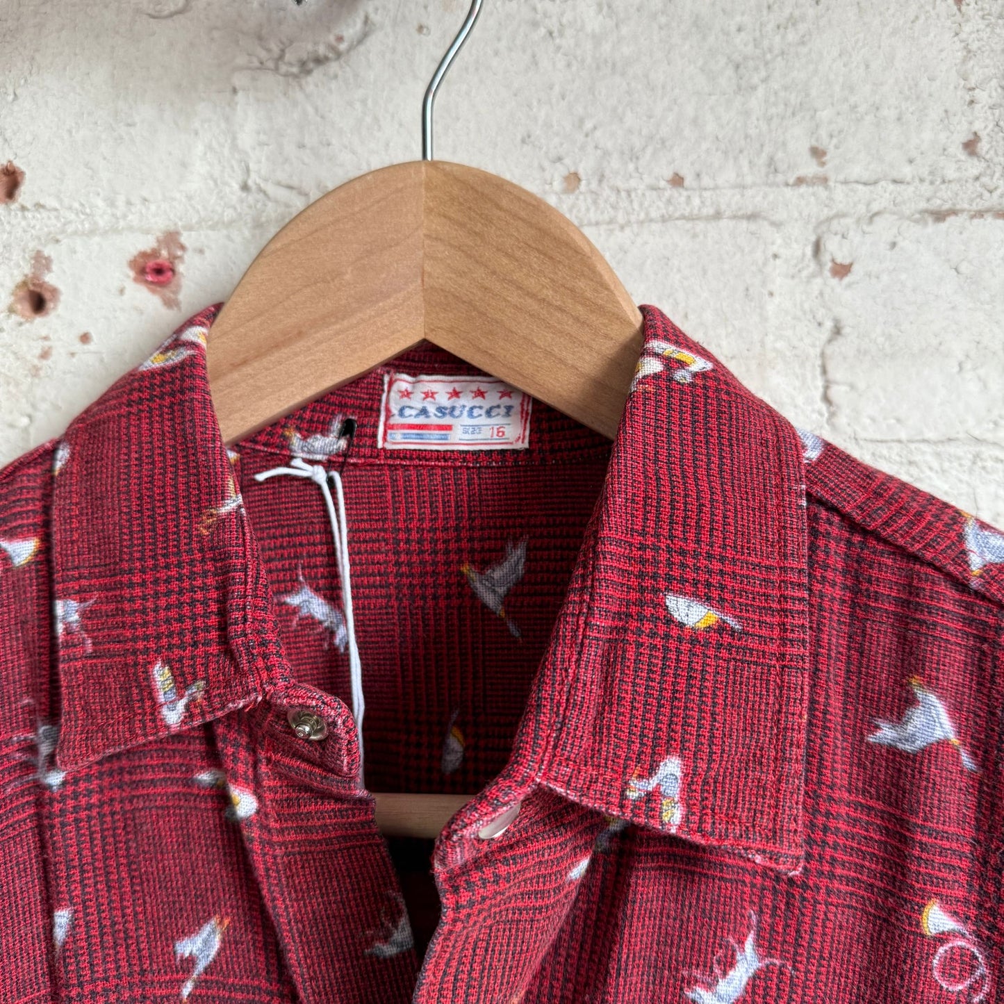 1970s Red Patterned Popper Shirt