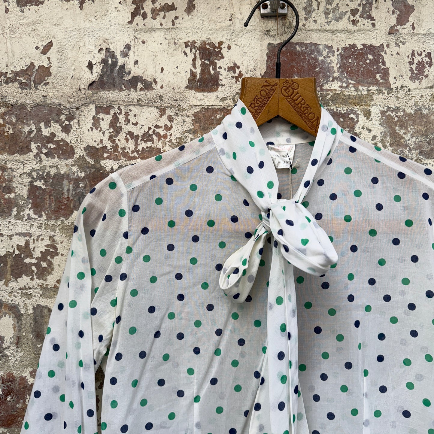 1980s White St Michael’s Polka Dot Blouse Shirt