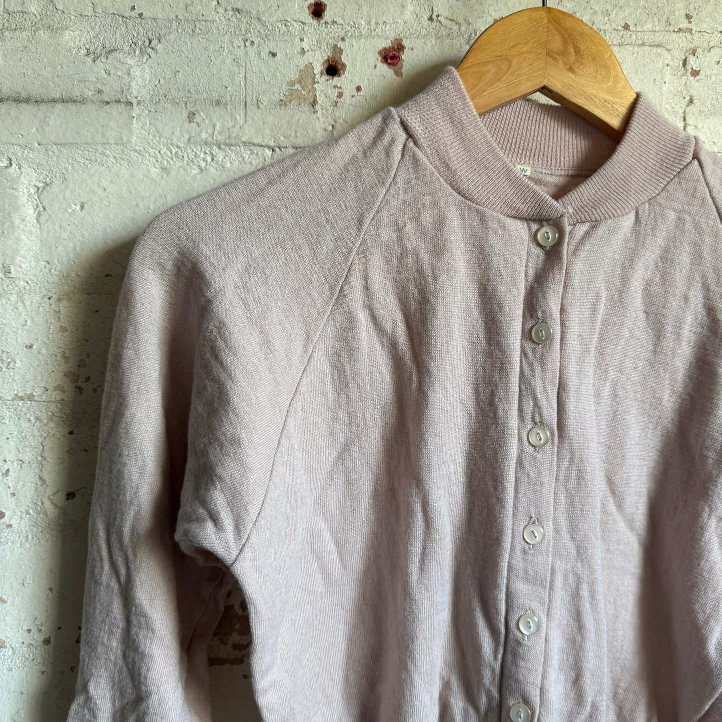 1940s Beige Wool Knitted Cardigan Jumper