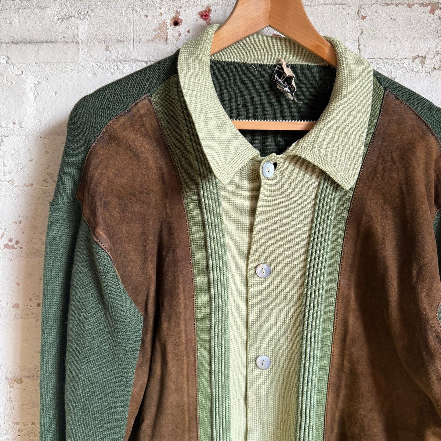 1960s Suede Leather Knitted Italian American Shirt
