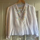 1940s White Embroidered Boohoo Blouse Shirt