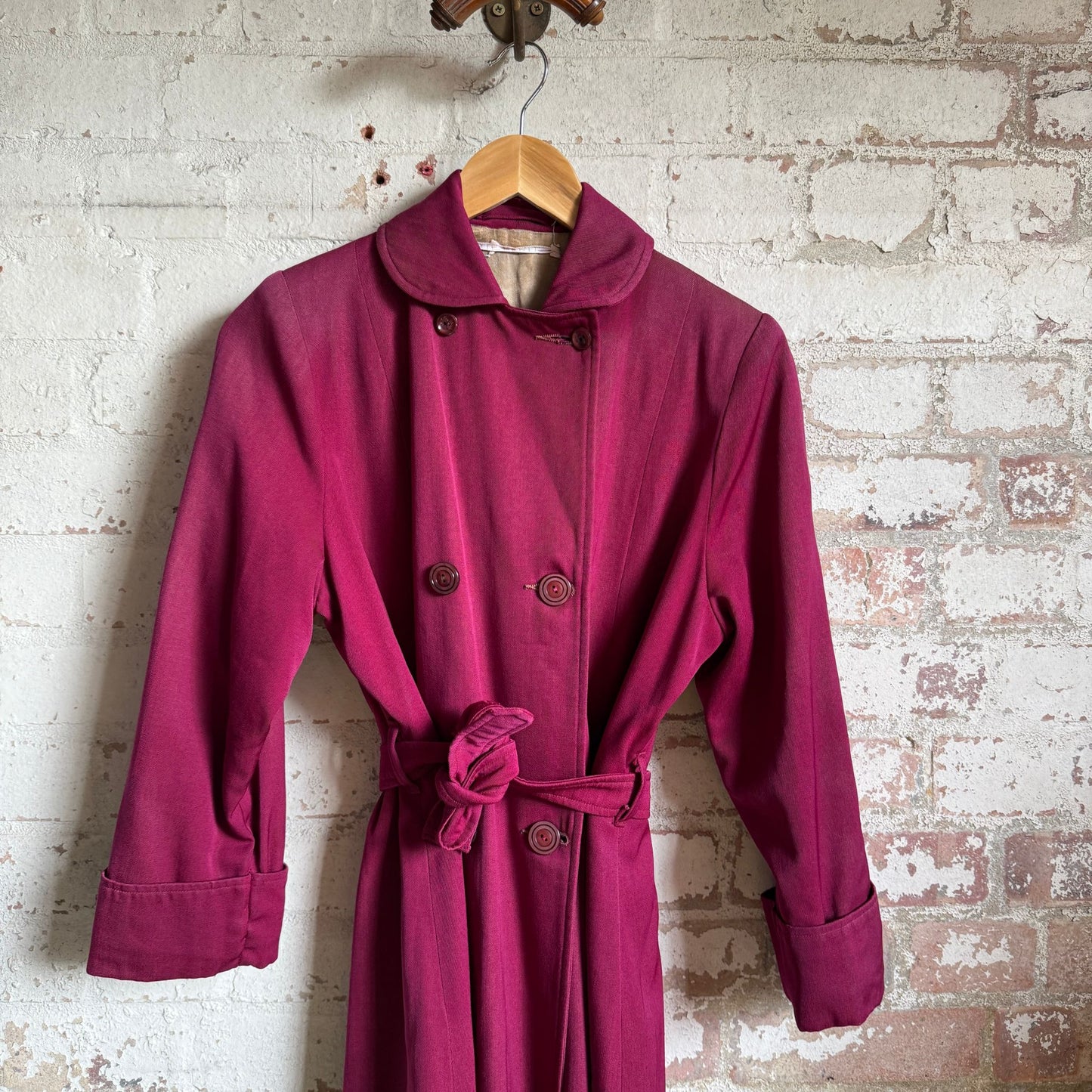 1940s Maroon CC41 Gaberdine Mac Jacket
