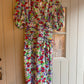 1990s Floral Silk Italian Dress