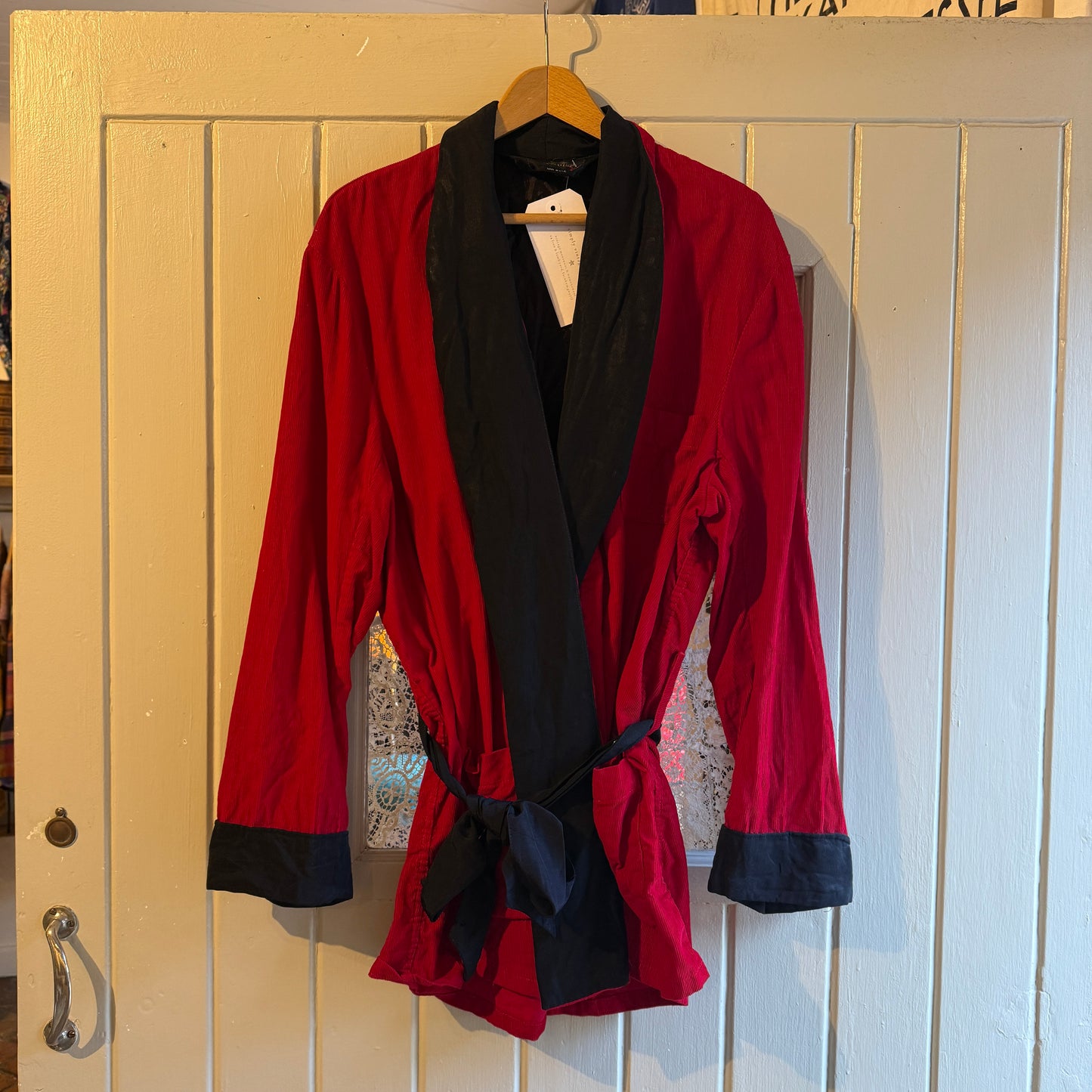 1960s Red Campus Corduroy Smoking Jacket