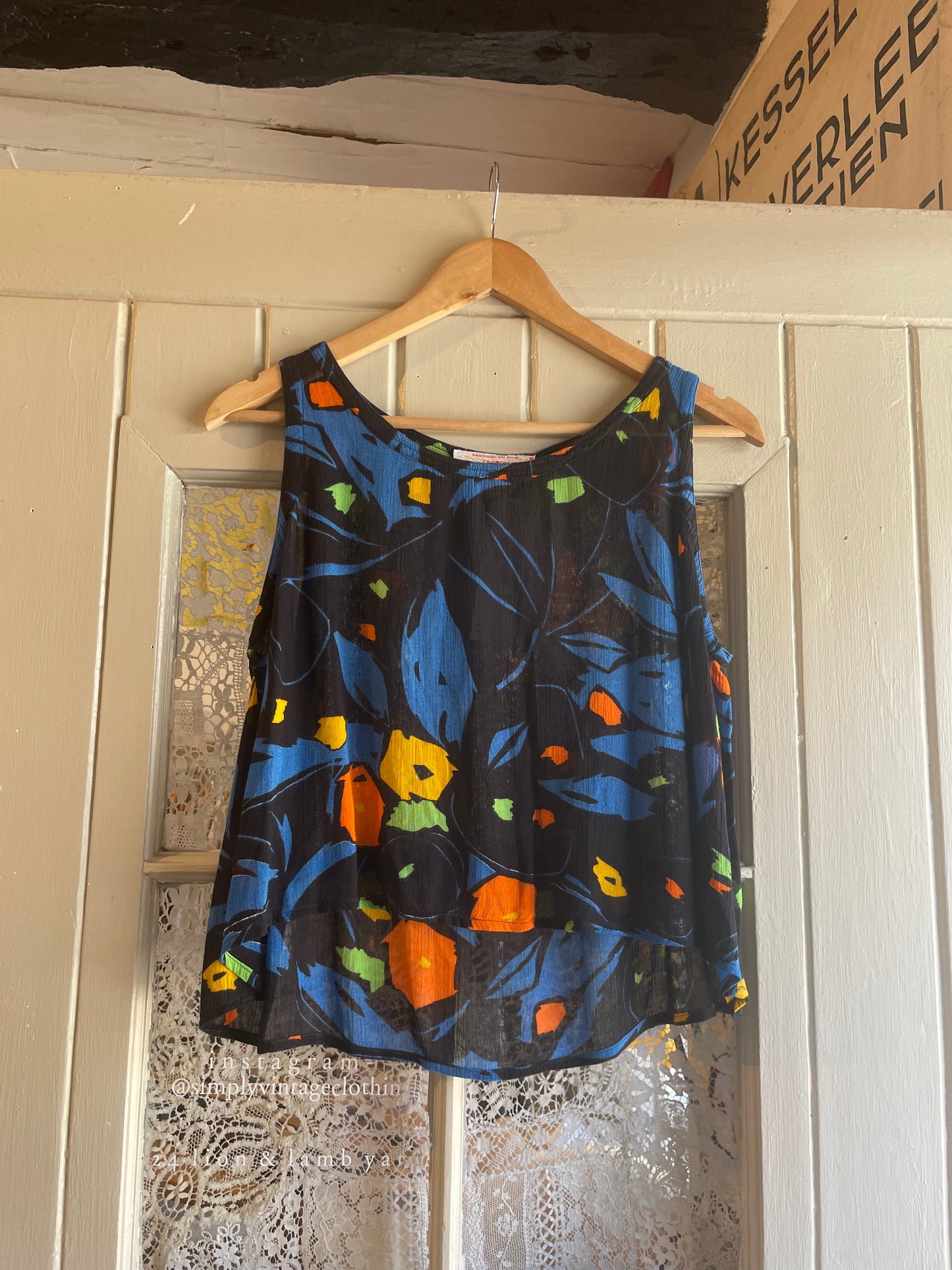 1970s Black Graphic French Connection Top