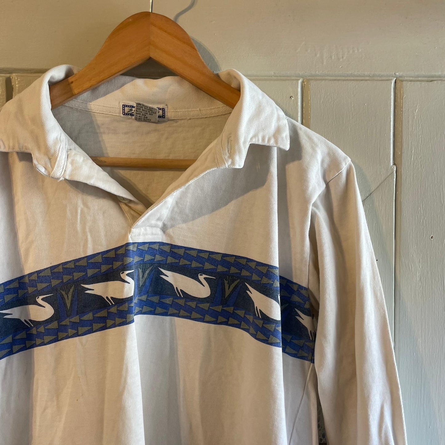 1980s White Blue Duck Rugby Shirt