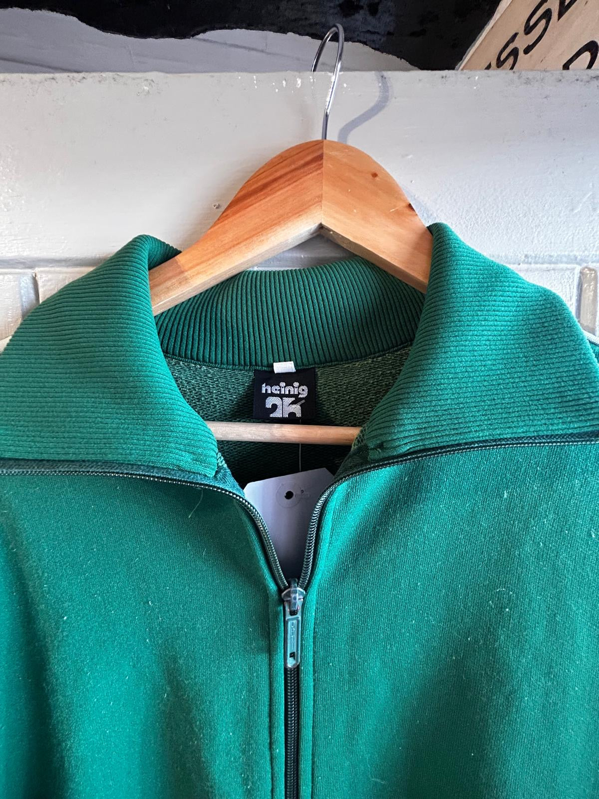 1970s Green Stripe Zip Up Track Top