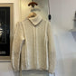 1970s 1980s Cream Knitted Zip Jumper