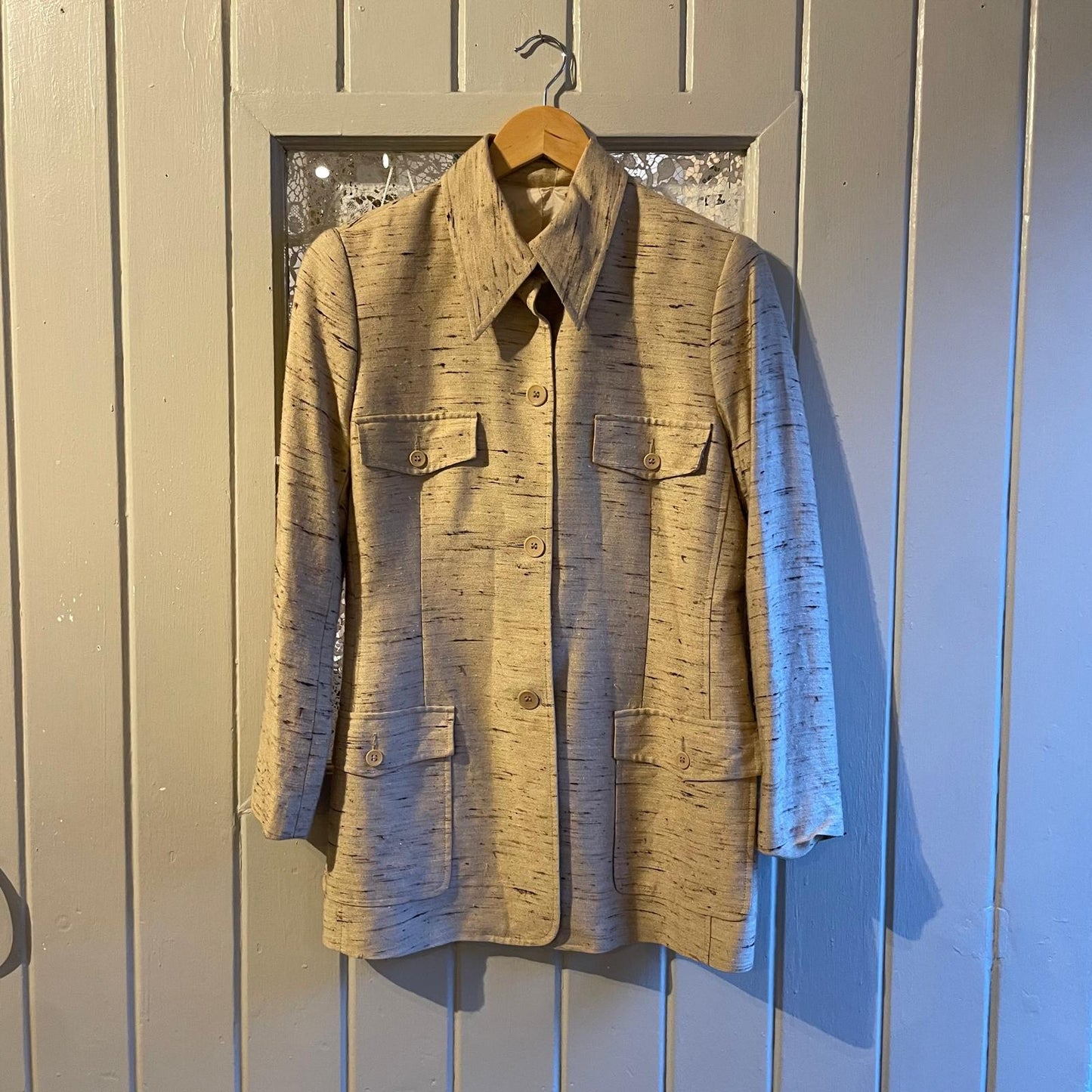 1960s Beige Patterned Rayon Leisure Jacket