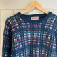 1980s Turquoise Patterned Michael Ross Knitted Jumper