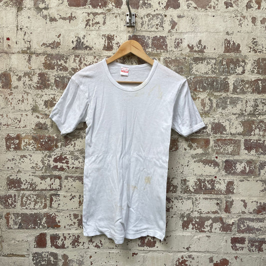 Vintage 1970s 1980s White Blank Ringer T-Shirt