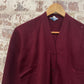 Vintage 1960s 1970s Maroon Knitted Cardigan Jumper