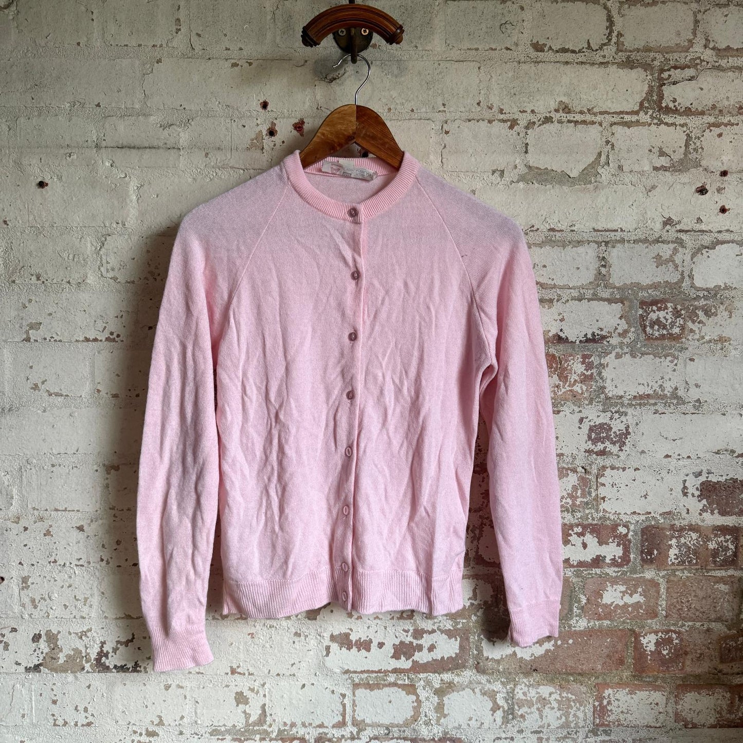 1970s Pink Knitted Button Cardigan Jumper