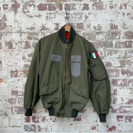 Vintage 1980s Green Bomber Jacket Coat