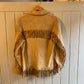 1950s Beige Fringe Leather Western Pullover Jacket Smock