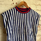 1970s Navy Striped Sleeveless Vest Top