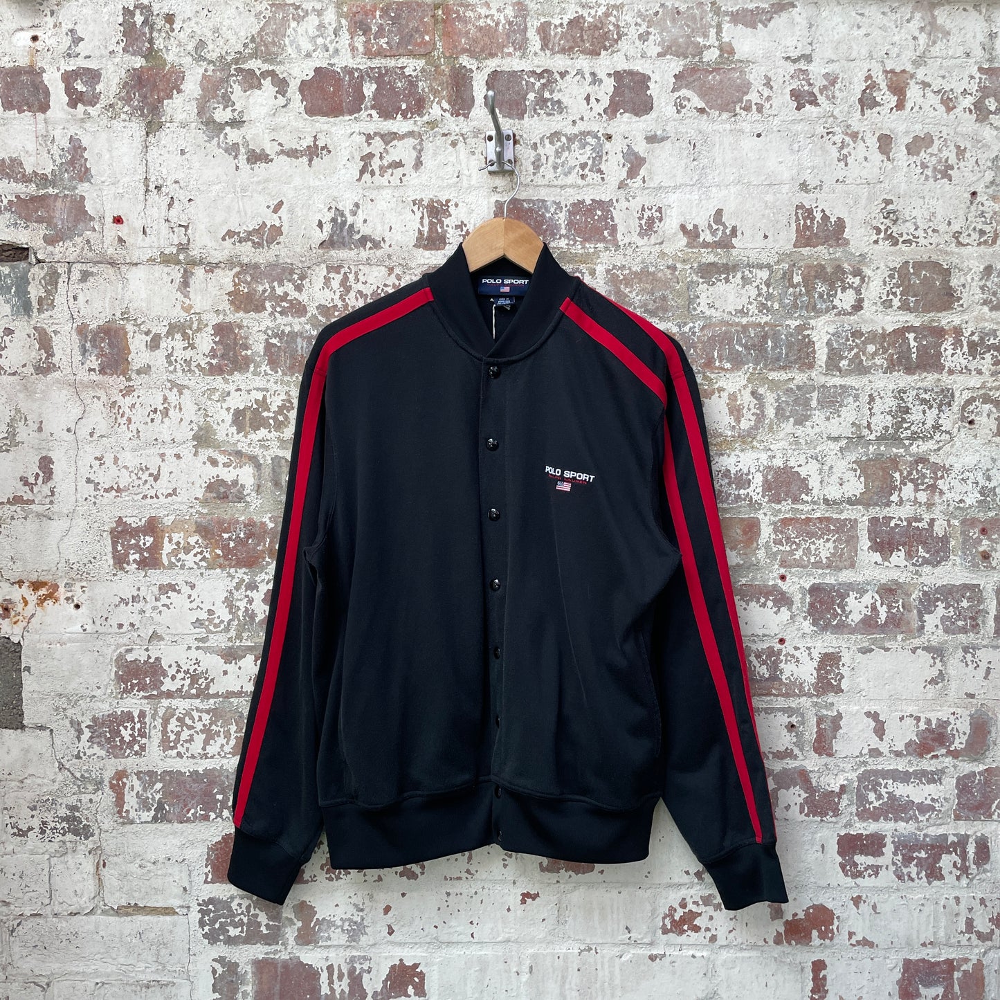 Vintage 1990s Black Polo Sport Ralph Lauren Button Up Sweatshirt Jumper