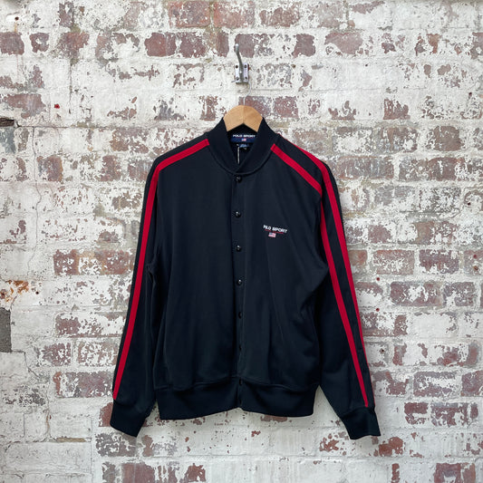 Vintage 1990s Black Polo Sport Ralph Lauren Button Up Sweatshirt Jumper