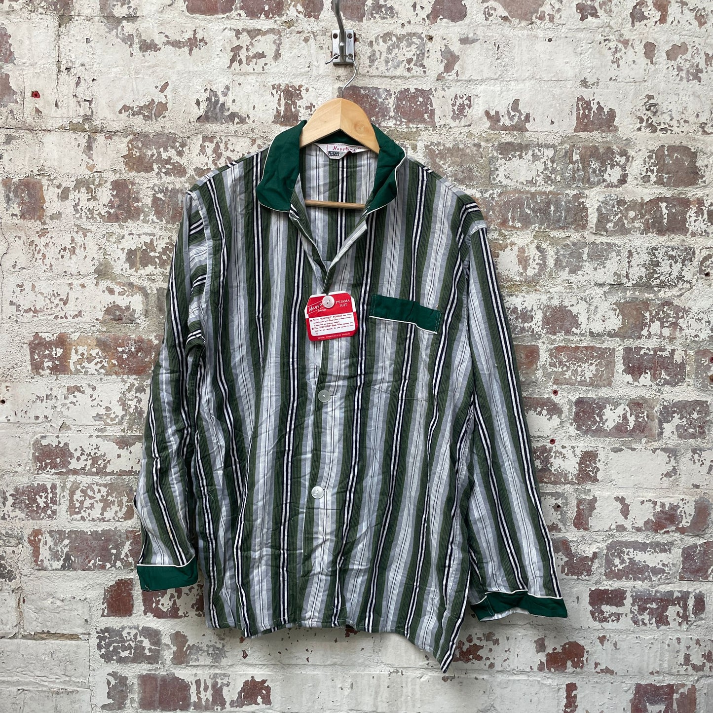 Vintage 1960s 1970s Striped Pyjama Deadstock British Shirt