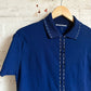 1970s Navy Mod Stitched Knitted Polo Shirt
