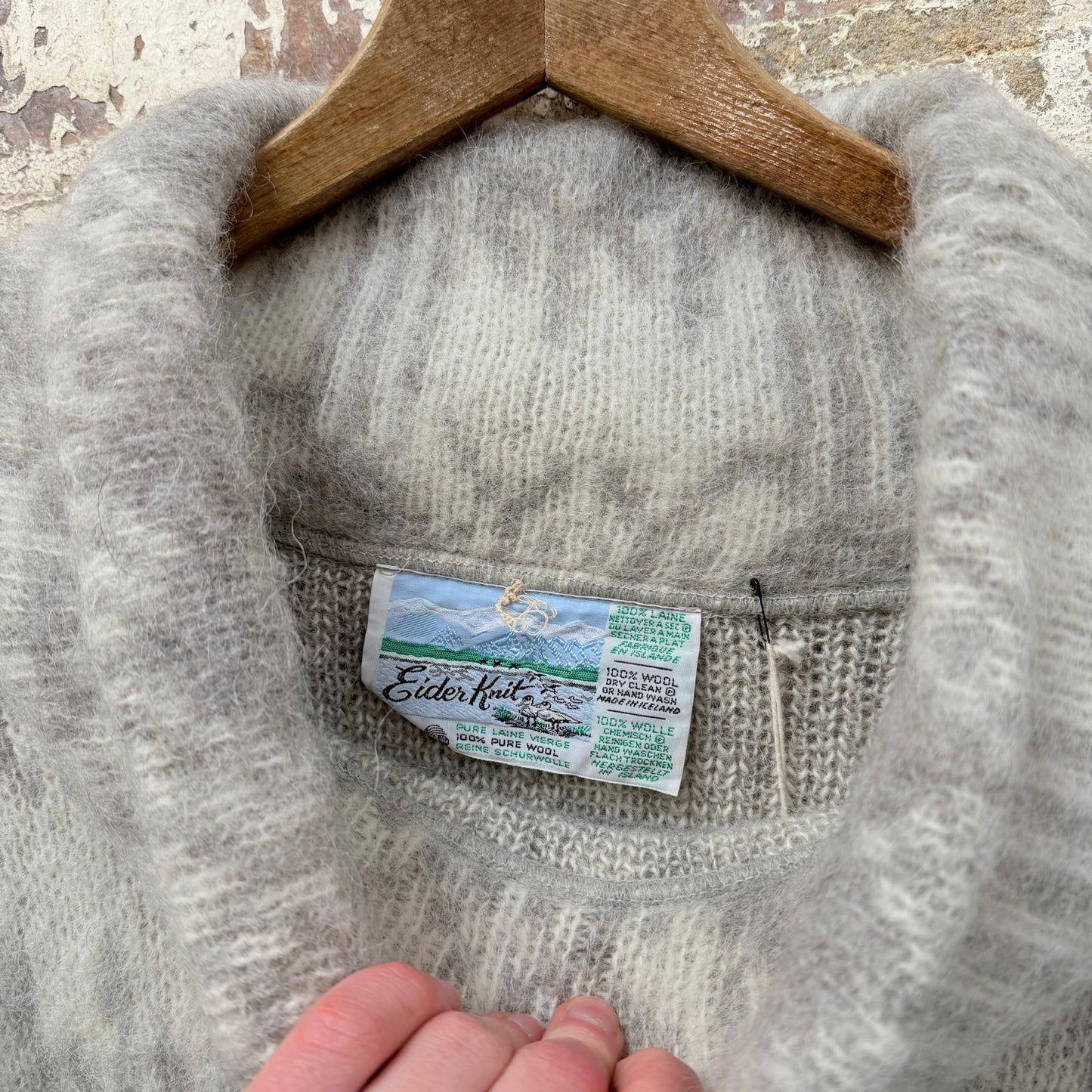 1970s Eider Grey Wool Knitted Roll Neck Jumper