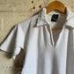 1960s White Waffle British Knitted Polo Shirt