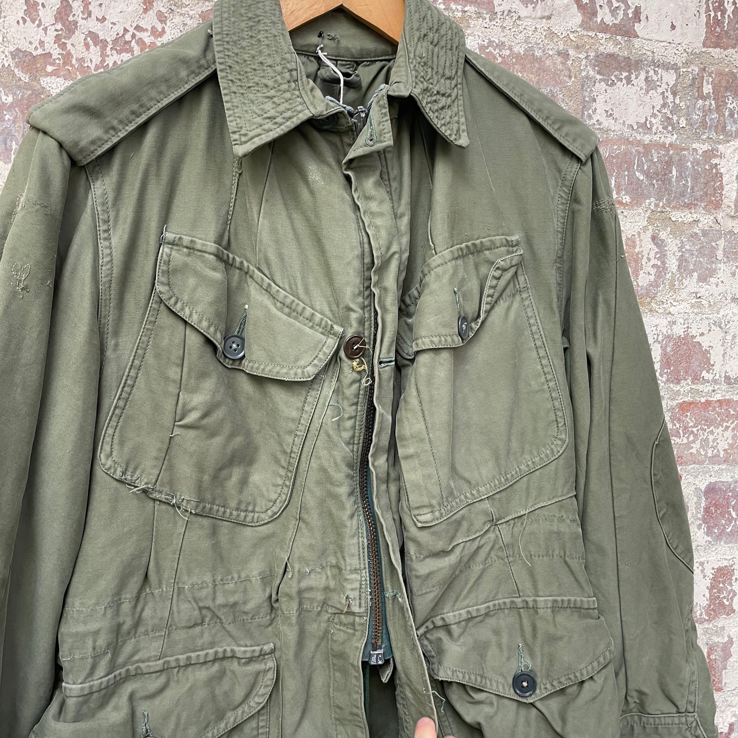 Vintage 1960s Green British Military Combat Smock Jacket Coat