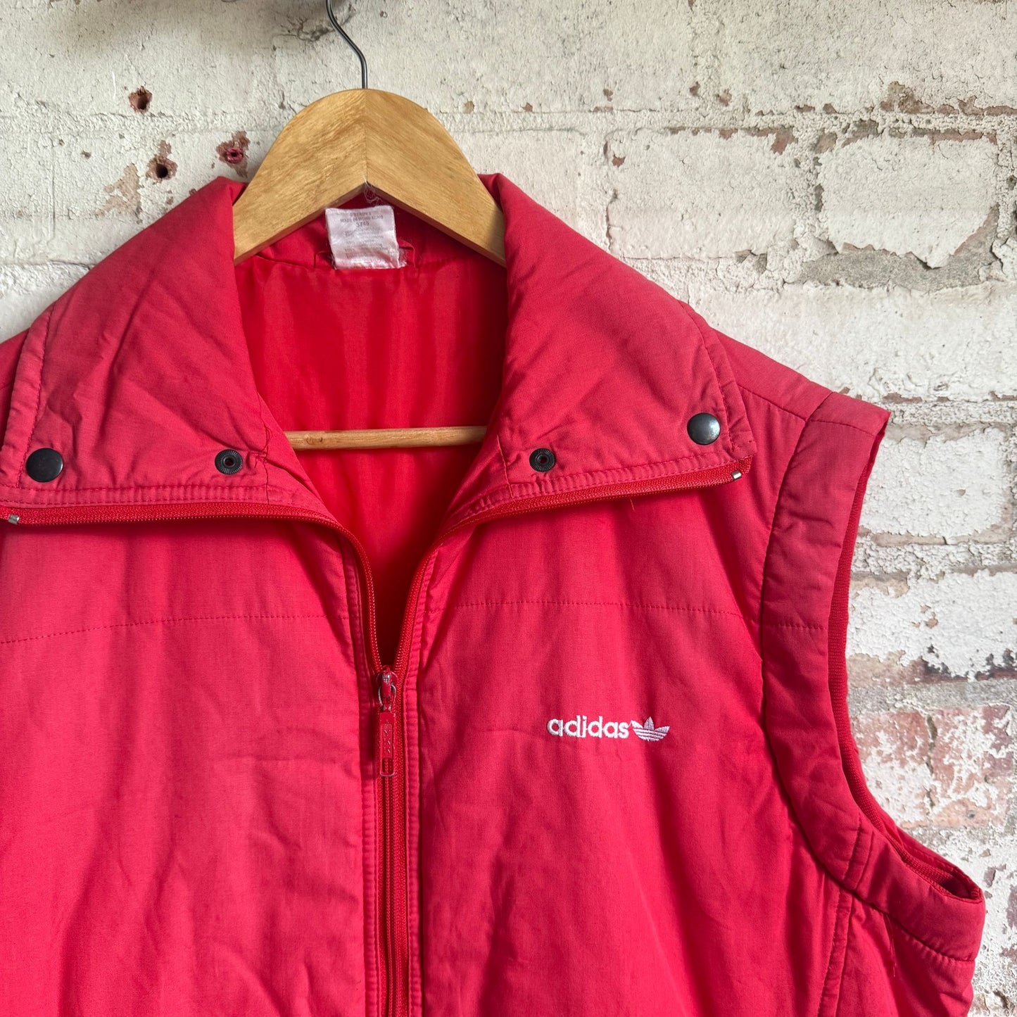 1980s Red Adidas Padded Gilet Jacket