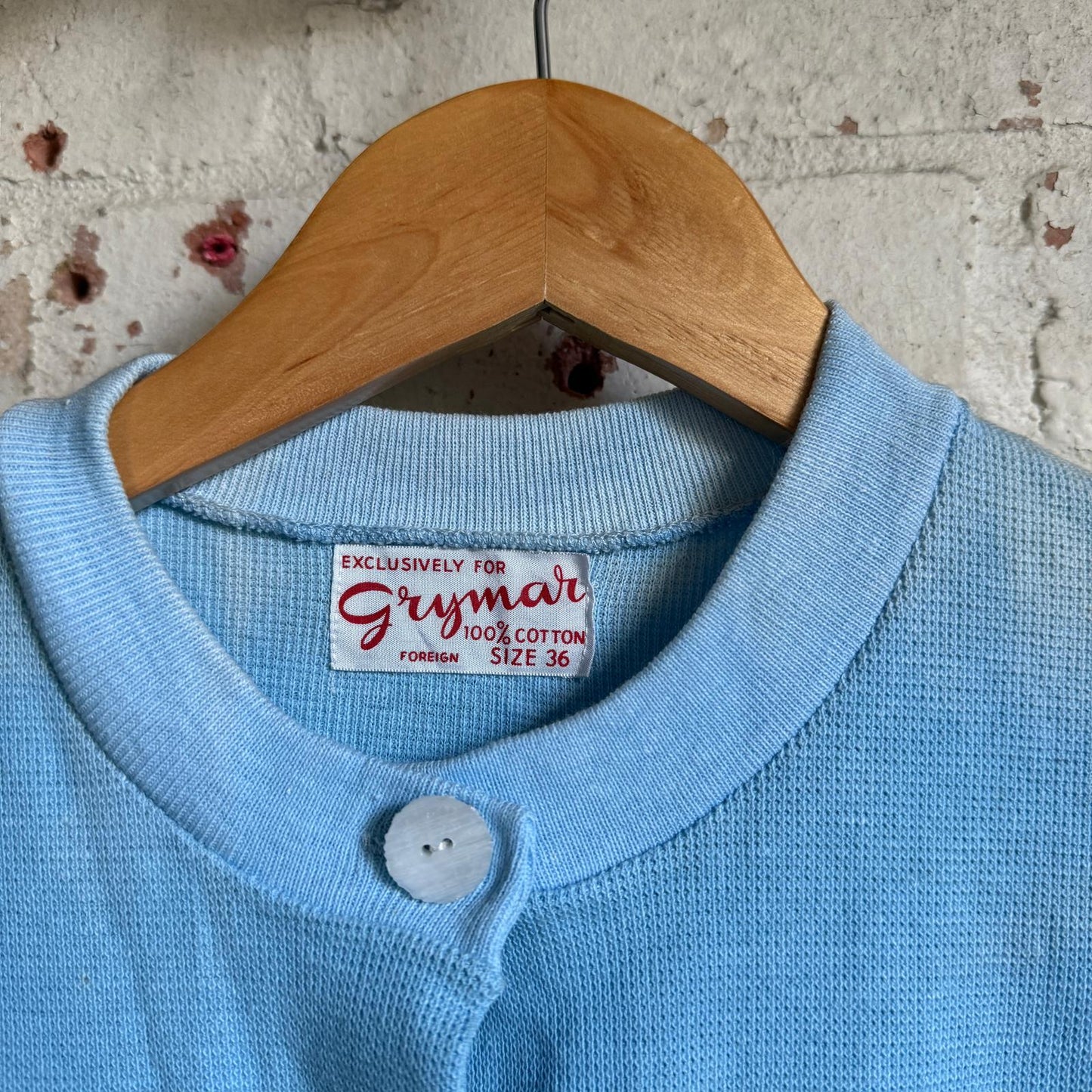 1960s Baby Blue Cotton Button Cardigan Top