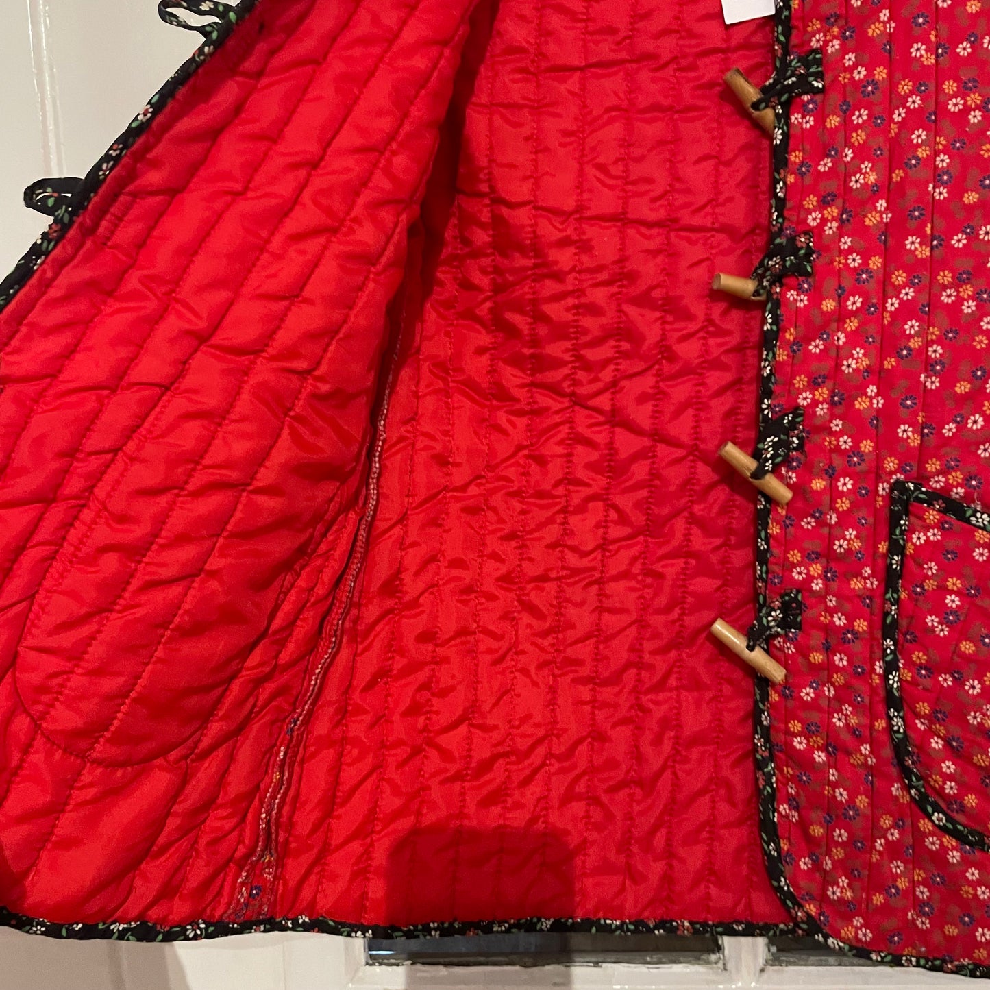 1970s Red Padded Floral Cotton Jacket