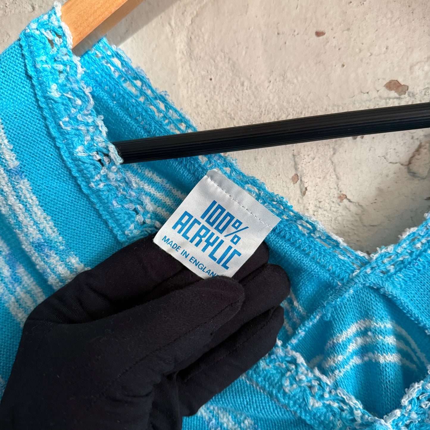 1970s Blue Knitted Blouse Vest Top