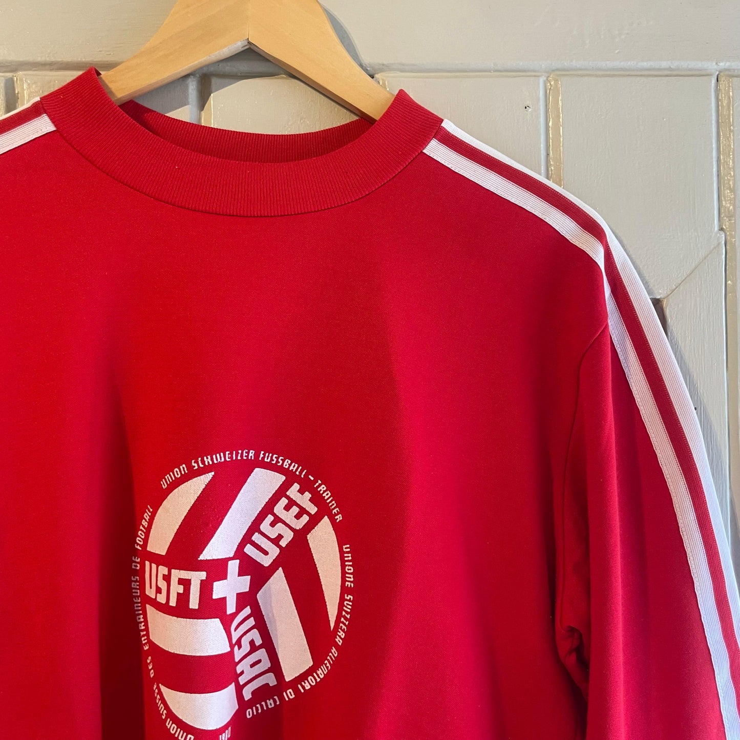 1970s Red Adidas Ventex Graphic Sweatshirt