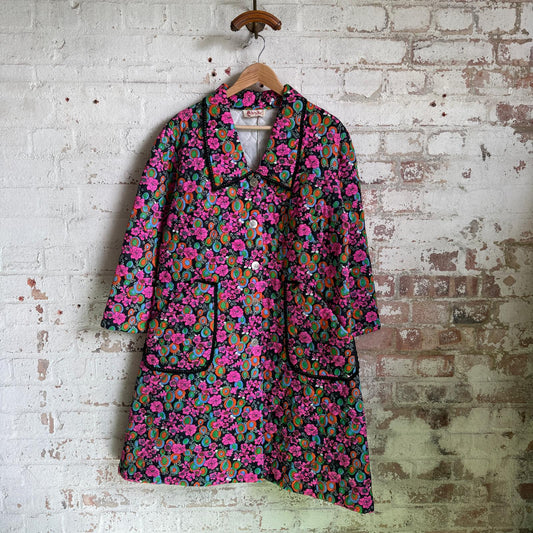 1970s Floral Padded House Coat Jacket