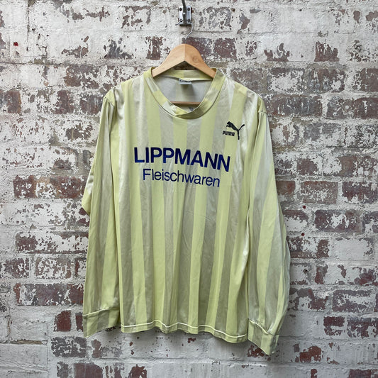 Vintage 1970s 1980s Yellow Puma Print Football Shirt Top