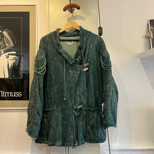 1970s 1980s Green Unusual Padded Italian Jacket