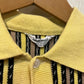 1960s 1970s British Yellow Striped Patterned Polo Shirt Top