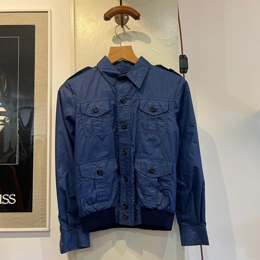 Vintage 1970s 1980s Navy Four pocket Harrington Style Jacket Coat