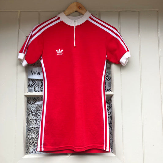 1980s Red Adidas Cycling Top