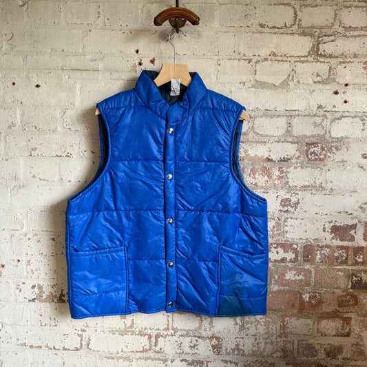 1980s Blue American Puffer Down Gilet
