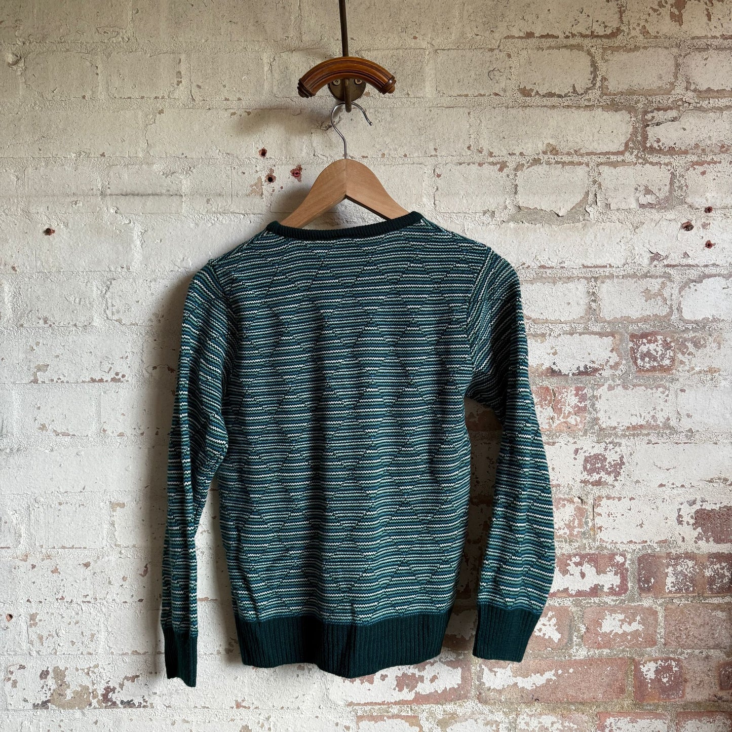 1970s Green St Michaels Knitted Striped Jumper
