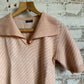 1970s Peach Italian Knitted Striped Polo Shirt Top