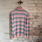 1980s Pink and Green Striped Polo Shirt Long Sleeve