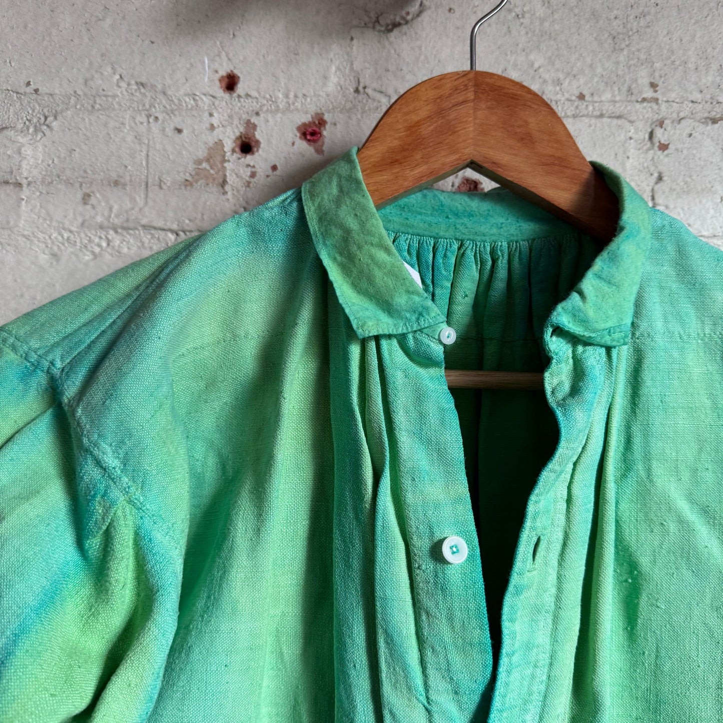 1920s 1930s Over Dyed French Linen Smock Dress Shirt
